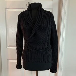 American Eagle Black Chunky Knit Wrap Front Sweater Size Small